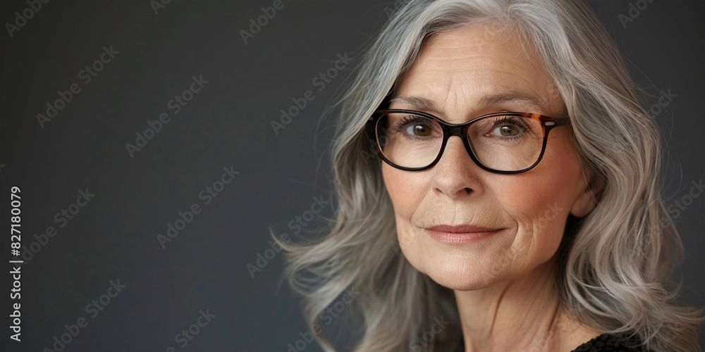 Old women face. Women's faces. Healthy Mature old lady close up portrait woman with grey hair smiling. Model woman with glasses grey hair. Copy space. Old women face. Women's faces. Healthy Mature old lady close up portrait woman with grey hair smiling. Model woman with glasses grey hair. Copy space.