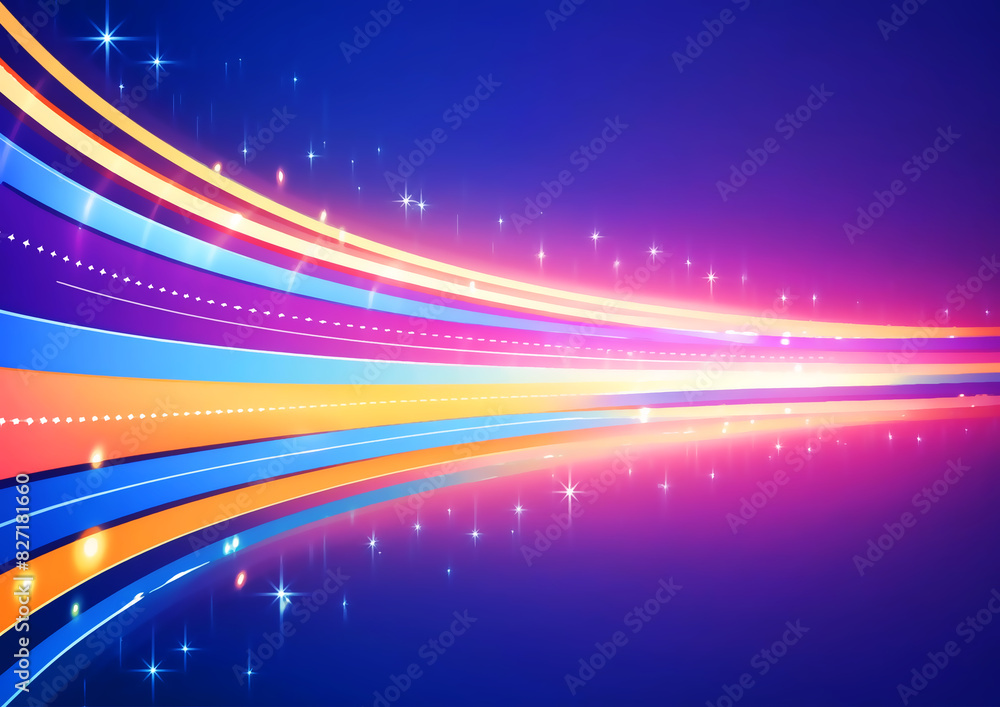 Obraz premium カーブしたカラフルな光の線の抽象的な背景