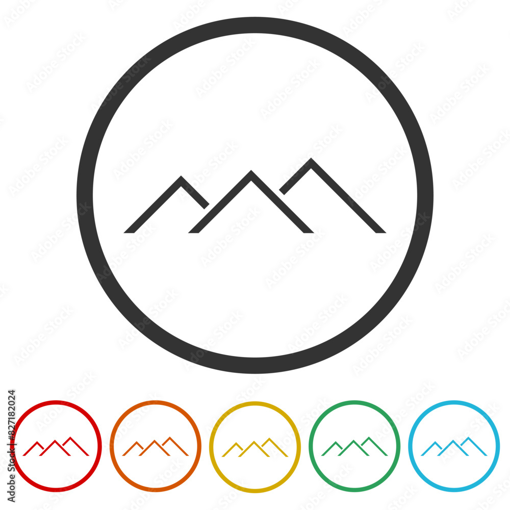 Roof simple icon. Set icons in color circle buttons Roof simple icon. Set icons in color circle buttons