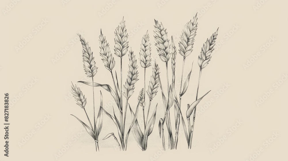 Obraz premium Parable of Wheat and Weeds, Farmer Allows Growth Until Harvest, Biblical Illustration, Beige Background, Copyspace