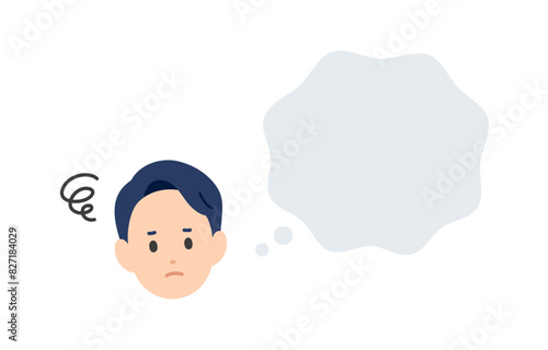 悩む男性とふきだしのセット【人物ベクターイラスト素材】
