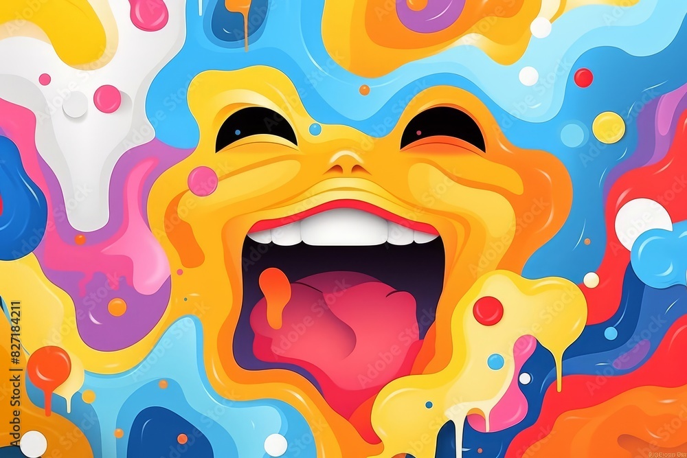 Vibrant abstract art featuring a joyful face with colorful paints. Bright and dynamic design perfect for creative and artistic projects. Vibrant abstract art featuring a joyful face with colorful paints. Bright and dynamic design perfect for creative and artistic projects.