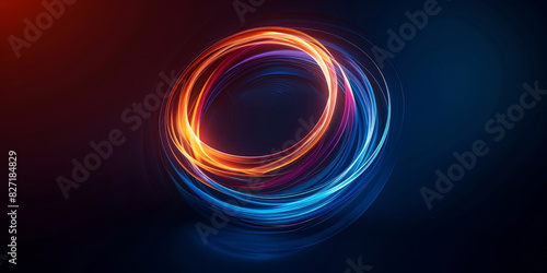 Futuristic light trails in a dynamic circular motion with vibrant red and blue colors against a dark background creating a sense of speed and energy 