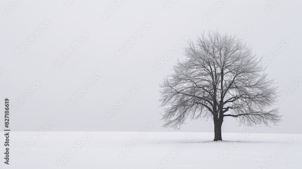 Fototapeta premium Lone Tree in Snowy Field