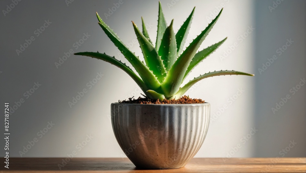 Bright and Healthy Aloe Vera in Modern Pot Bright and Healthy Aloe Vera in Modern Pot