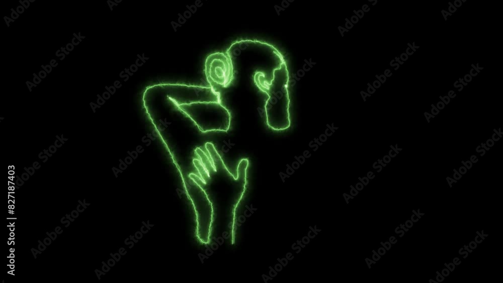 Self drawing animation one continuous line draw, logo, Blazing green flame, energy, back massage in the style of one line art. logo of the spa,massage salon Self drawing animation one continuous line draw, logo, Blazing green flame, energy, back massage in the style of one line art. logo of the spa,massage salon