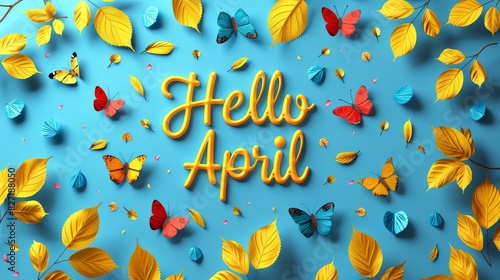 hello april april text flower decoration mayo month illustration