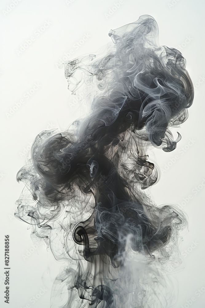 Fototapeta premium Swirling Smoke on White Background