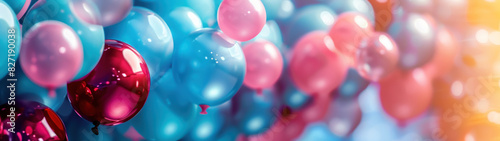 Colorful Helium Balloons Closeup  Variety of Hues  Vibrant and Cheerful Atmosphere