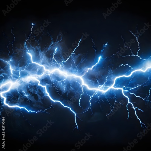 Blue and Whtie color electricity lightning background AI generative