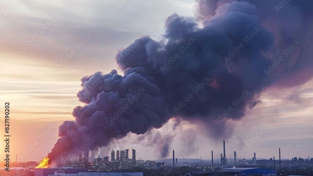 Fire and explosion at industrial oil refinery releases dark smoke into ...