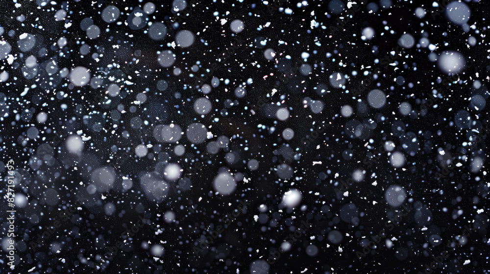 Fototapeta premium Snowfall snowing snow overlay texture black background