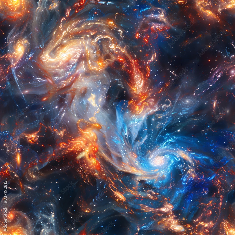 Close-up on the dynamic structures within a galaxy swirl, highlighting the mesmerizing dance of celestial bodies in deep space