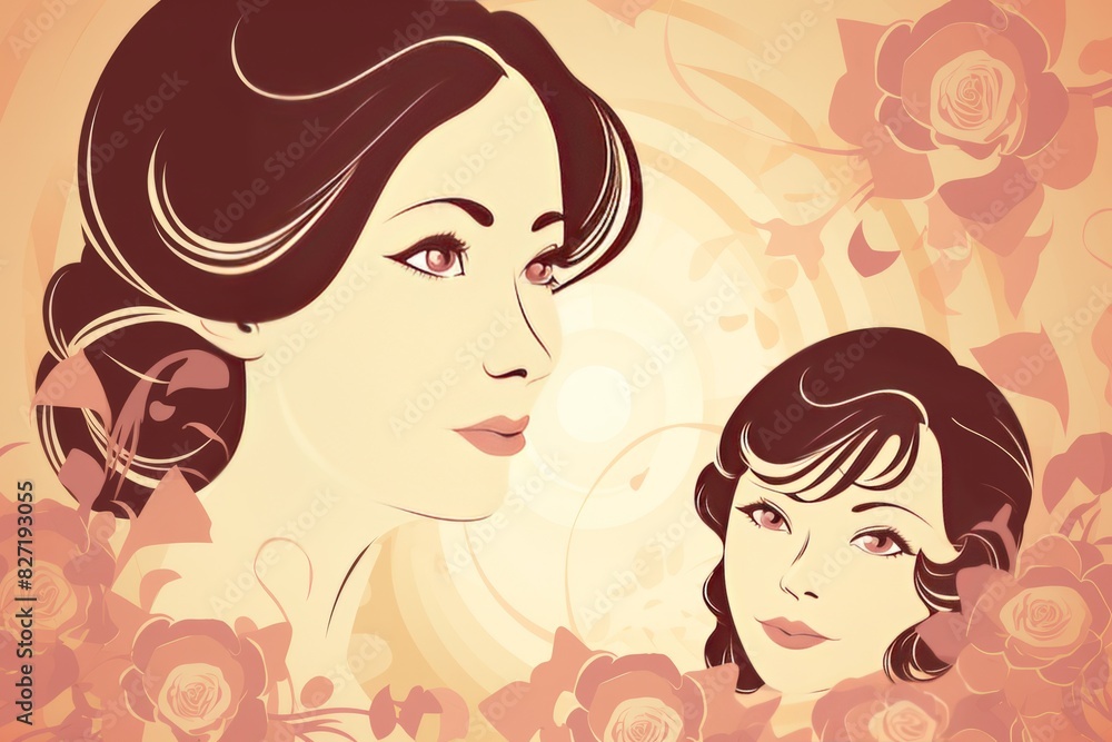 illustration for mother's day greeting card, background wallpaper