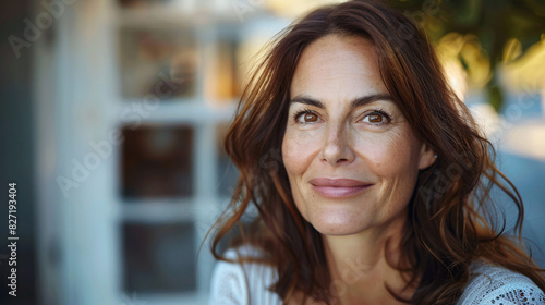 Free Download Attractive mid-aged lady with a beautiful smile, looking at the camera - GFXLoad