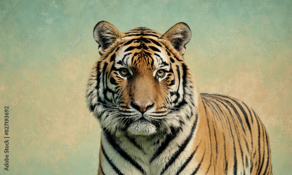 Fototapeta premium Fantasy Illustration of a wild animal tiger. Digital art style wallpaper background.