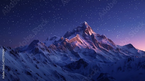 A mountain range under a starry night