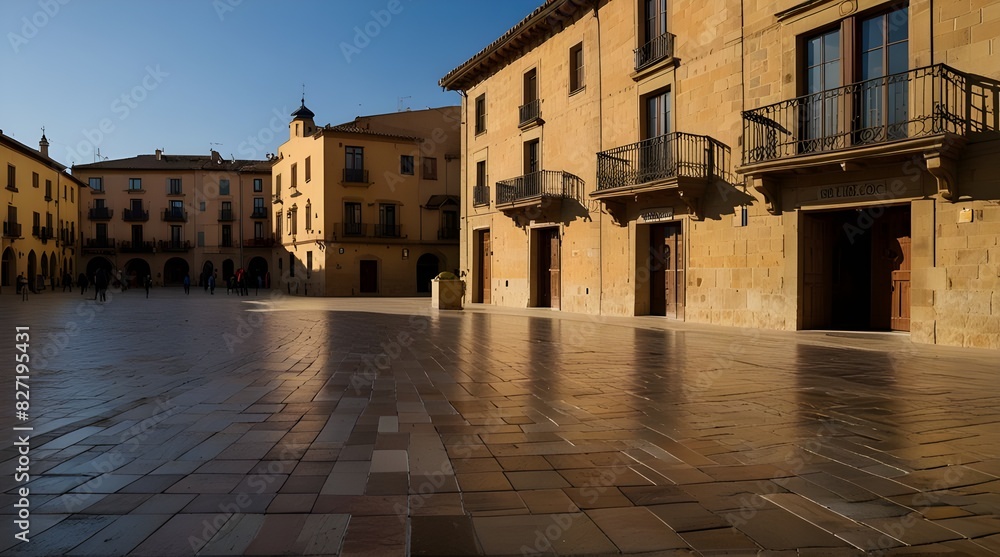 Fototapeta premium Main Square Of Haro With Its Picturesque Buildings. Architecture, Art, History, Travel.Briones, La Rioja, Spain. AI genrative picture 
