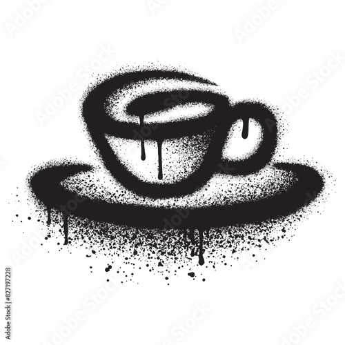 coffee cup graffiti with black spray paint.vector illustration.