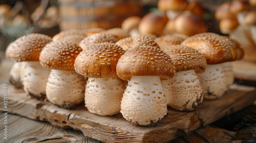 fir mushrooms ready for slicing and cooking on a wooden background fir mushrooms ready for slicing and cooking on a wooden background