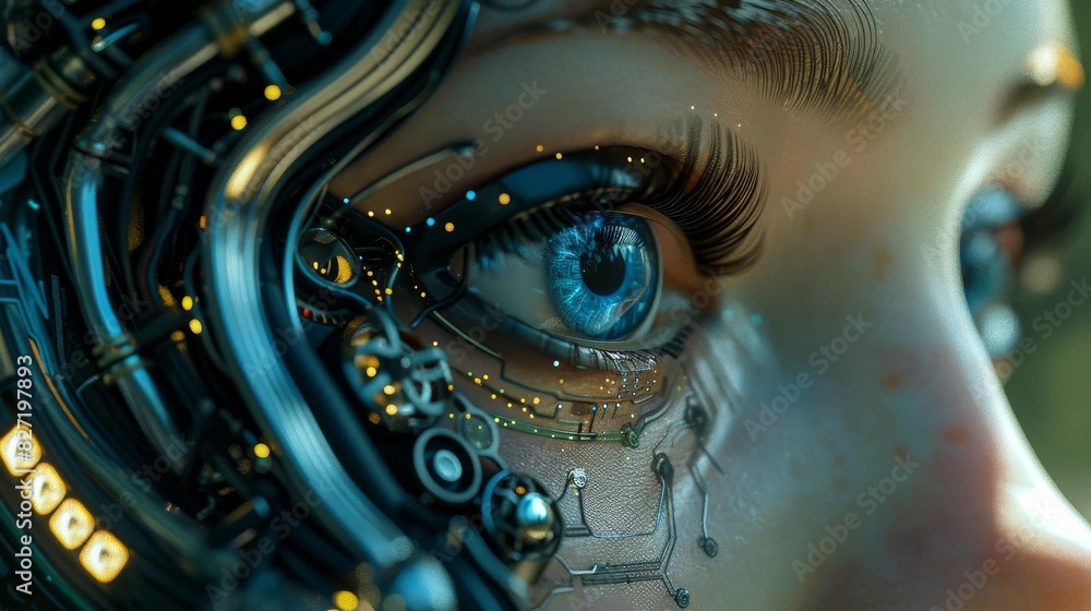 Fototapeta premium The image shows a close-up of a woman's eye