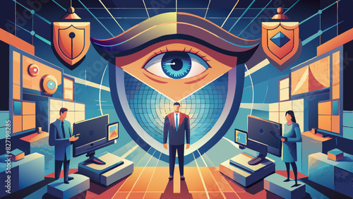 Futuristic Cybersecurity Operations Center with Vigilant Team Monitoring