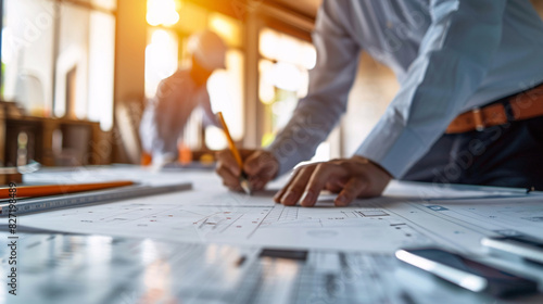 Business meeting with engineers and architects at a construction office