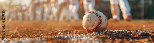 Young baseball players practicing on field under sunny sky