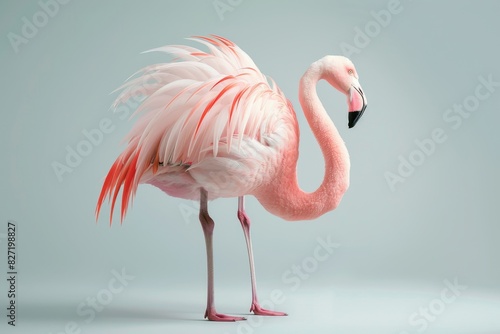 Pink Flamingo Standing on Hind Legs photo