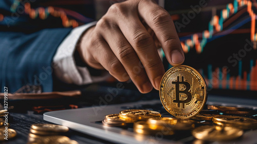Business strategist discussing cryptocurrency investment opportunities with a team