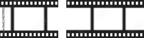 Old cinematic frame, video film strip. Retro vintage tape empty template with slide. Tape border, grunge textured silhuette. Video photo reel on transparent background 