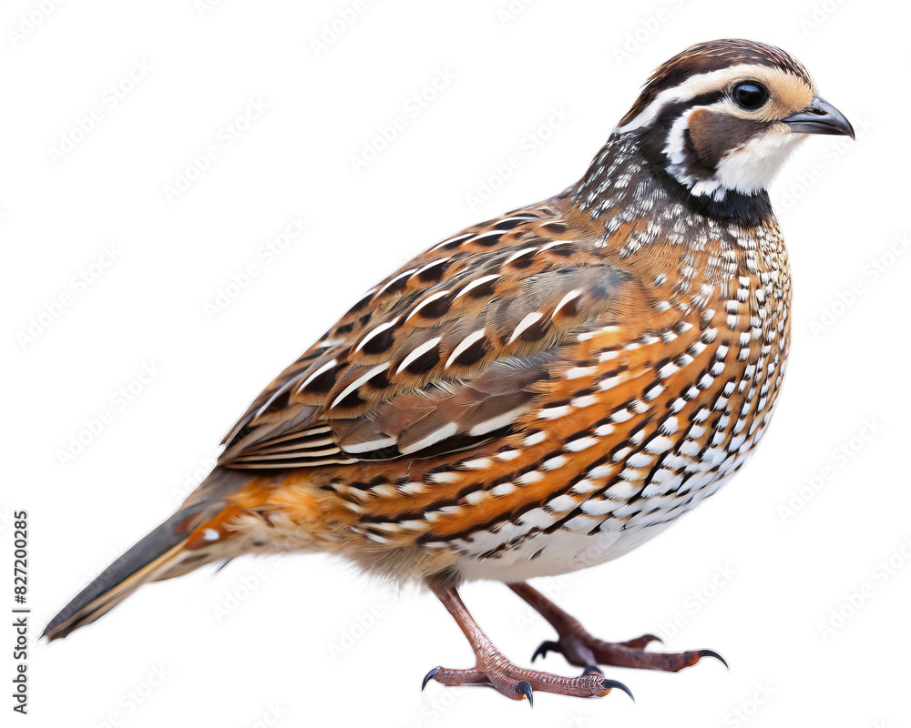 Fototapeta premium Quail Bird, Isolated on White Transparent Background, PNG Element