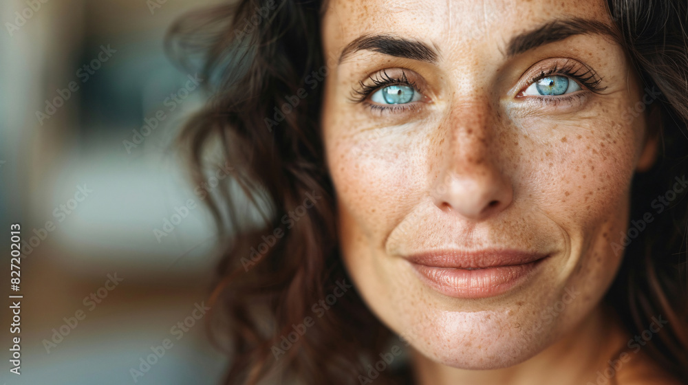 Closeup of a middle-aged woman�s face, showing natural beauty and confidence Closeup of a middle-aged woman�s face, showing natural beauty and confidence
