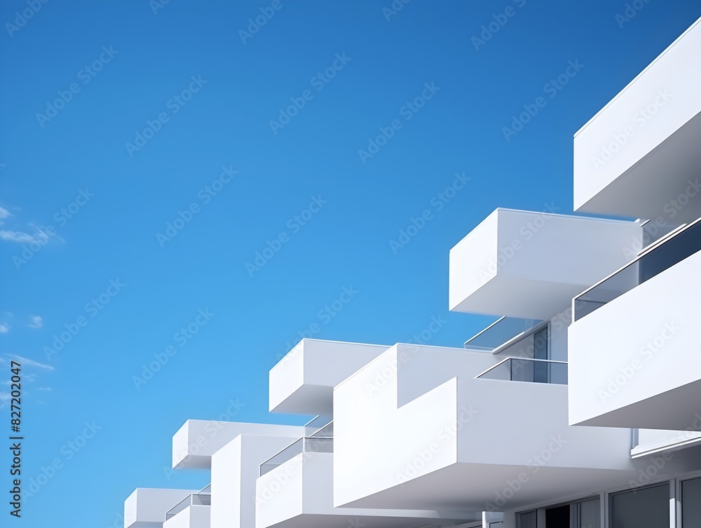 Minimalist Architectural Facades Reaching into Vibrant Blue Sky Minimalist Architectural Facades Reaching into Vibrant Blue Sky