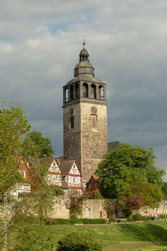 Naklejka premium The Town of Bad Sooden Allendorf in the Werra Valley, Germany. Vertical frame.