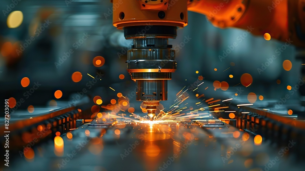 robot welder at work in factory robot welder at work in factory
