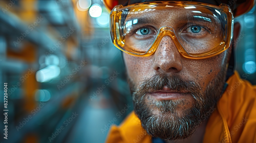 professional heavy industrial engineer in close up workers in industrial factory wearing safety suits goggles and hard helmets professional heavy industrial engineer in close up workers in industrial factory wearing safety suits goggles and hard helmets