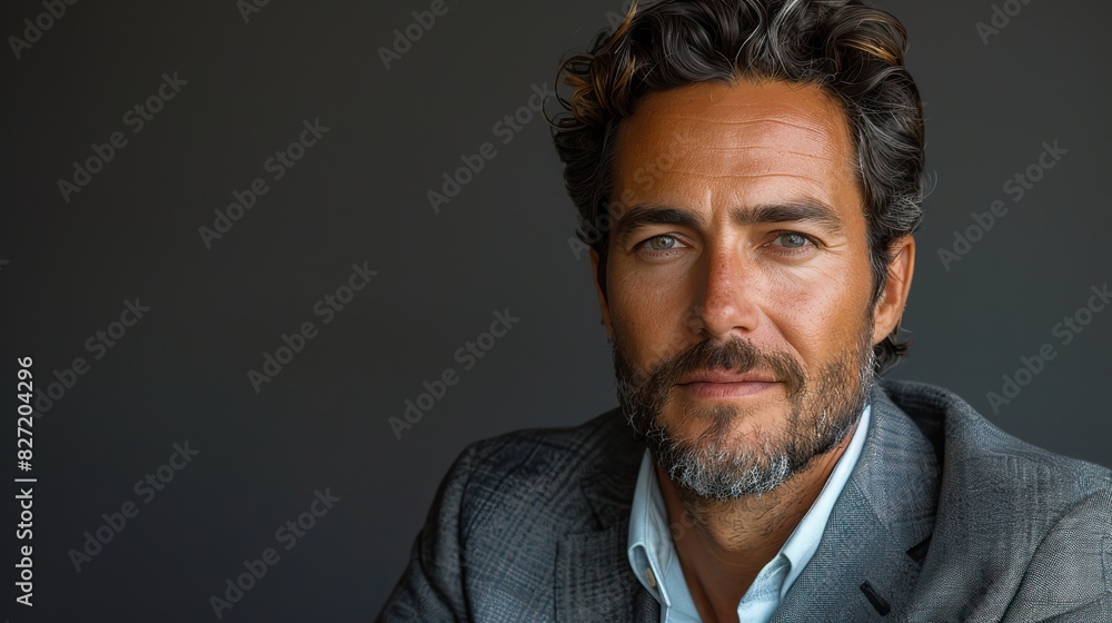 businessman posing in studio against a grey background businessman posing in studio against a grey background