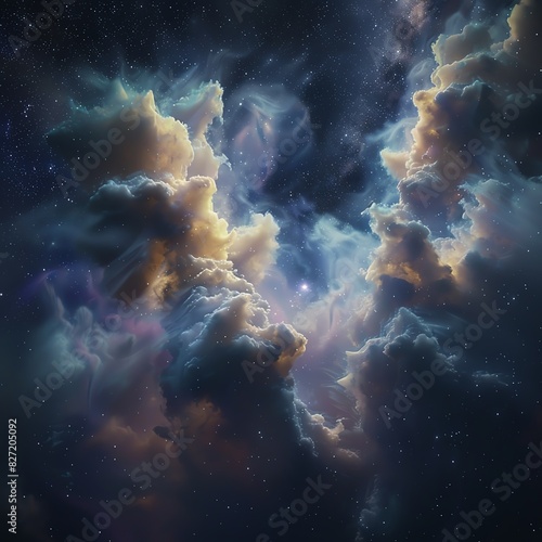 Artistic rendering of a dense cloud of shimmering cosmic dust, using enhanced lighting effects to highlight its ethereal and delicate nature.