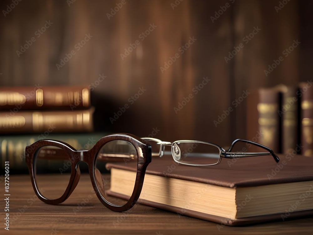 book with sunglass closeup, open book, copy space