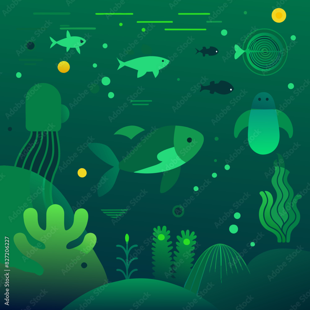 vector showing an underwater scene with diverse marine life, clean water, and no pollution, highlighting the importance of protecting our oceans vector showing an underwater scene with diverse marine life, clean water, and no pollution, highlighting the importance of protecting our oceans