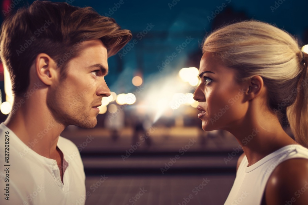 Close-up of angry couple arguing at date night Close-up of angry couple arguing at date night