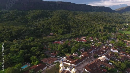 Aerial view of Matriz de Santo Antônio Church, in the historic center of Tiradentes - Minas Gerais, Brazil photo