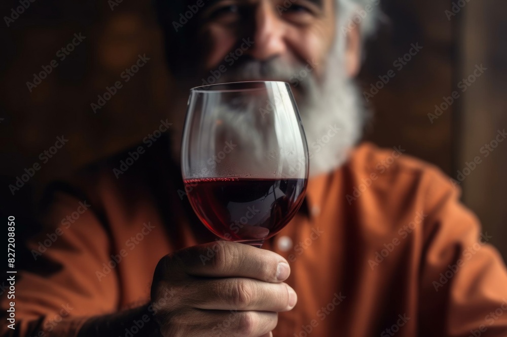 Close up of unrecognizable senior man holding glass of red wine. Close up of unrecognizable mature man holding wineglass Close up of unrecognizable senior man holding glass of red wine. Close up of unrecognizable mature man holding wineglass