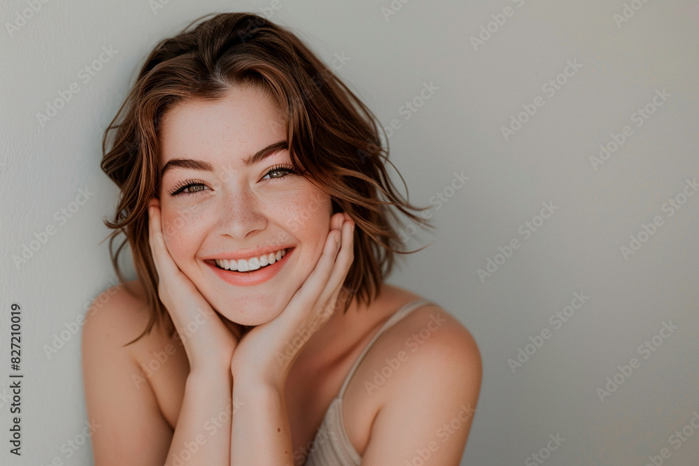 A woman with brown hair and a smile on her face A woman with brown hair and a smile on her face