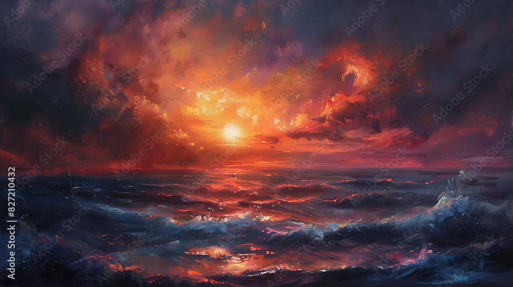 Naklejka premium Sunset, the beauty of light that appears naturally