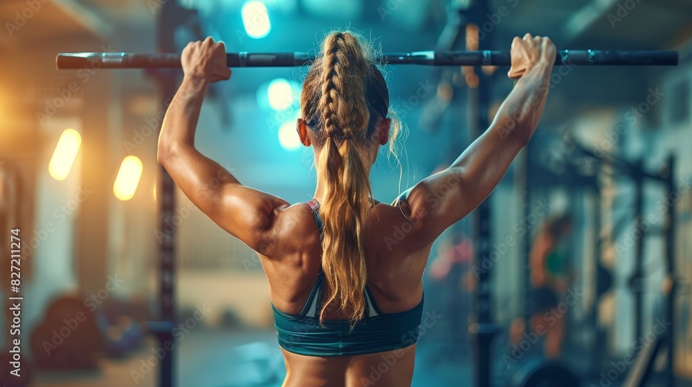 Fototapeta premium High-intensity workout session featuring pull-up exercises.