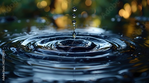 A single droplet of oil falling into a pool  causing a slow ripple effect