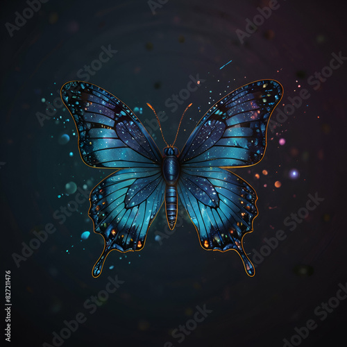 butterfly on blue background , butterfly, insect, nature, wing, beauty, wings, fly, animal, vector, flying, color, insects, butterflies, moth, illustration, design, black, summer, swallowtail, yellow, © Rimsha