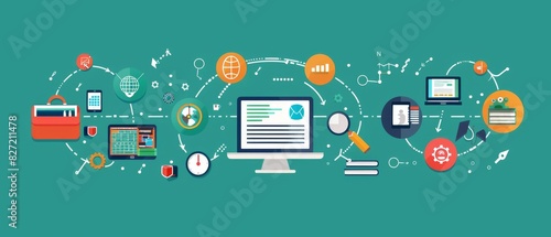 Tech Education  Digital learning and tech education symbols worldwide
